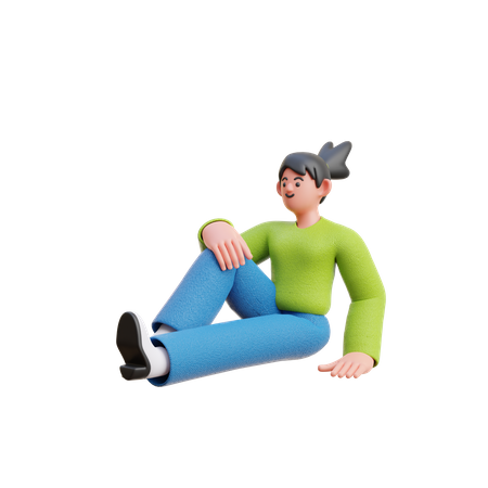 Mulher Sentada, Relaxe  3D Illustration