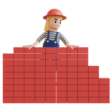 Mapa de construção de trabalhadora da construção civil feminina  3D Illustration