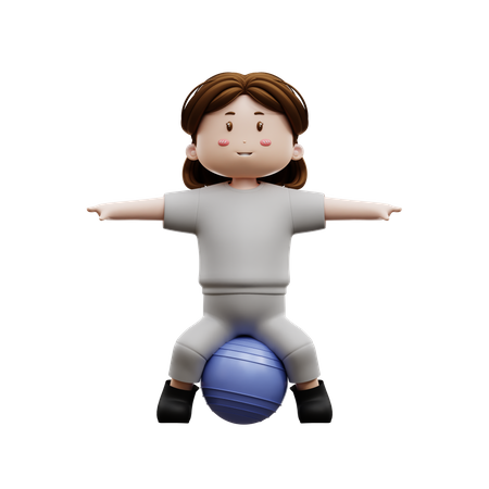 Treino de mulher com bola de ioga  3D Illustration