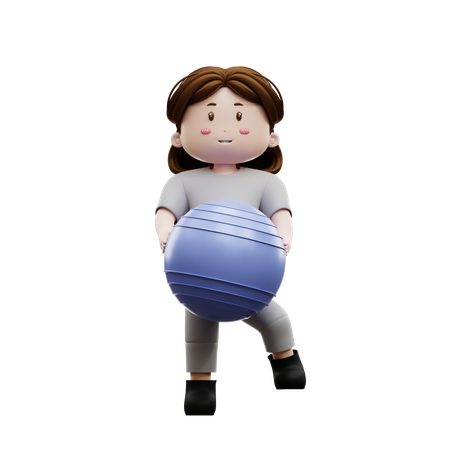 Treino de mulher com bola de ioga  3D Illustration