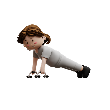 Flexões de treino para mulher  3D Illustration