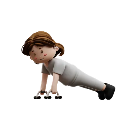 Flexões de treino para mulher  3D Illustration