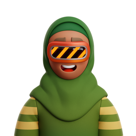 Mulher usando hijab com vr  3D Icon