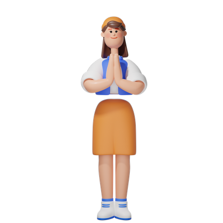 Mulheres com pose acolhedora  3D Illustration