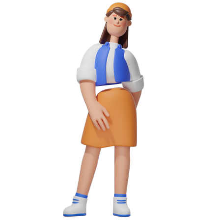 Mulheres com pose legal  3D Illustration