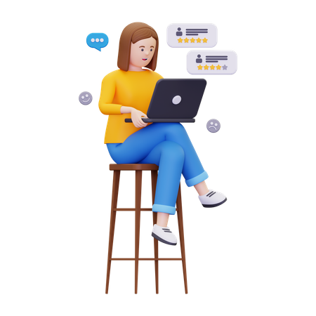 Mulheres fazem avaliações on-line  3D Icon