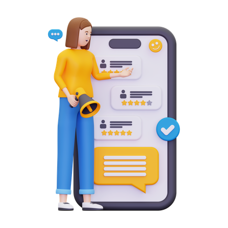 Mulheres fazem avaliações on-line  3D Icon