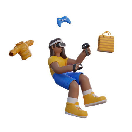 Mulheres fazendo compras no metaverso  3D Icon
