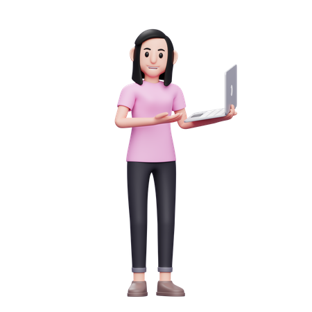 Mulheres mostrando um laptop  3D Icon