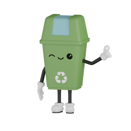 Mülleimer mit Augenzwinkern  3D Icon