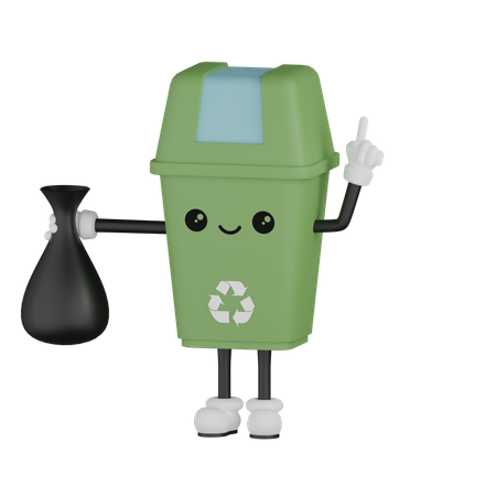 Mülleimer mit Tasche  3D Icon