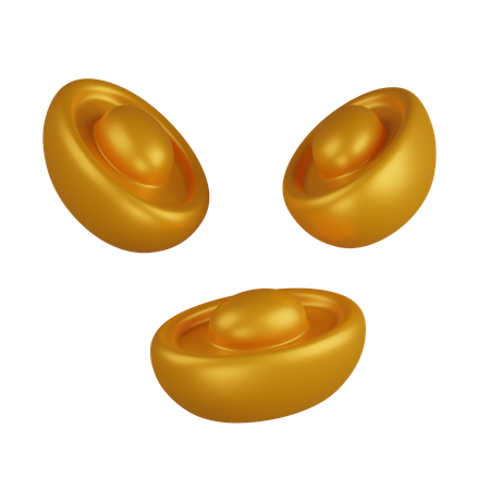 Multiple Chinese Gold Ingots  3D Icon