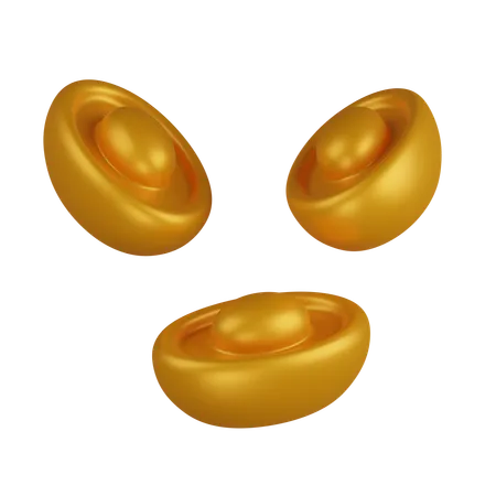 Multiple Chinese Gold Ingots  3D Icon