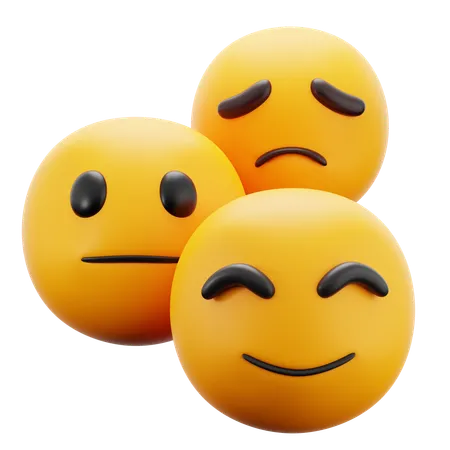 Happy Normal Sad Face Expression Emoji For Human Multiple Emotion And Psychology Mental Health 3 D Icon Illustration Render Design 3D Icon