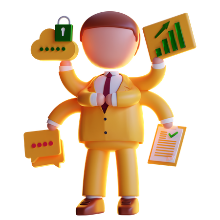 Multitasking Businessman  3D Icon