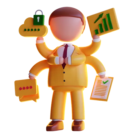 Multitasking Businessman 3D Icon