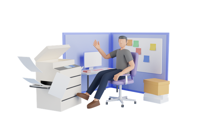 Multitasking Employee 3D Illustration