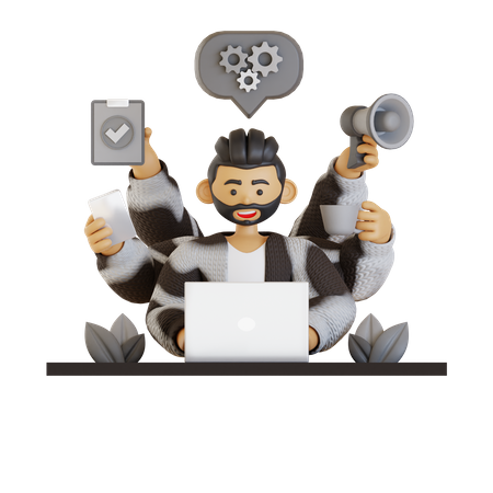 Multitasking Person  3D Icon