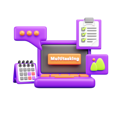 Multitasking Work  3D Icon