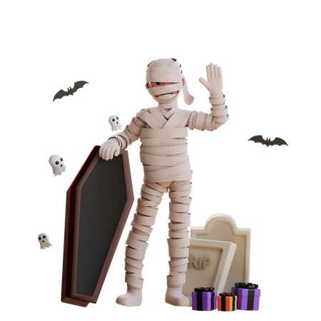 Mumie mit Sarg  3D Illustration