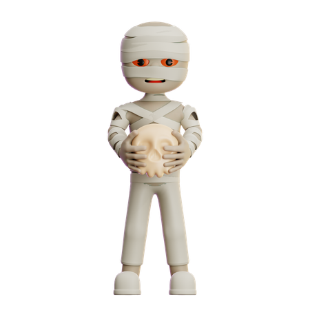 Mummy Carrying Skull  3D Illustration
