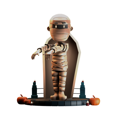 Mummy Giving Scary Pose  3D Illustration