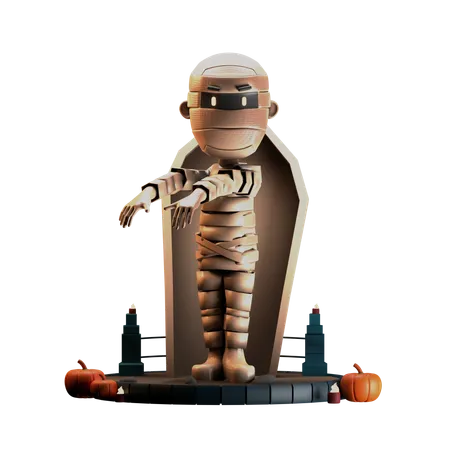 Mummy Giving Scary Pose  3D Illustration