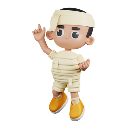 Mummy Happy Jumping Pose  3D Illustration