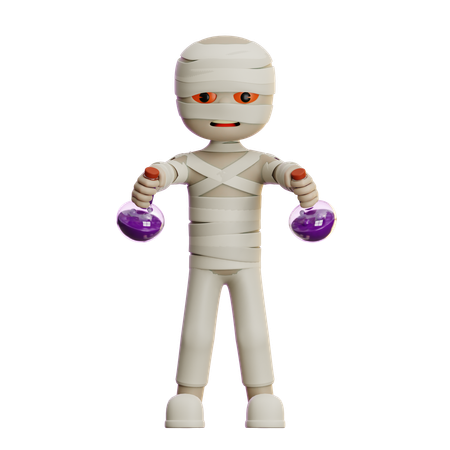 Mummy Holding Potion Bottle  3D Illustration