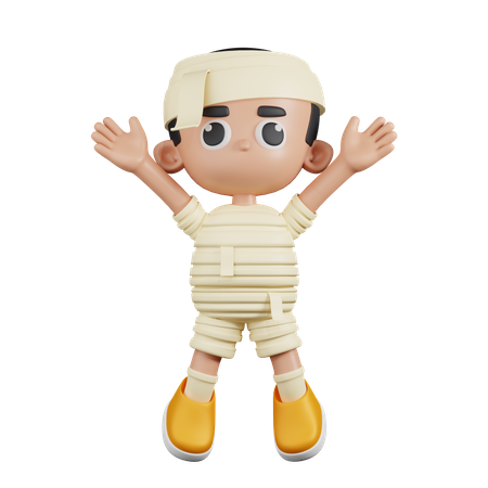 Mummy Jumping Celebration  3D Illustration