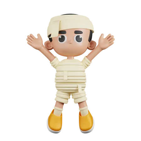 Mummy Jumping Celebration  3D Illustration