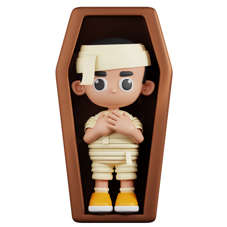 Mummy On a Coffin  3D Illustration