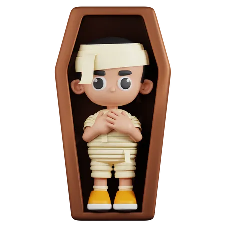 Mummy On a Coffin  3D Illustration