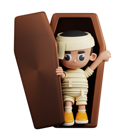 Mummy Out From A Coffin  3D Illustration