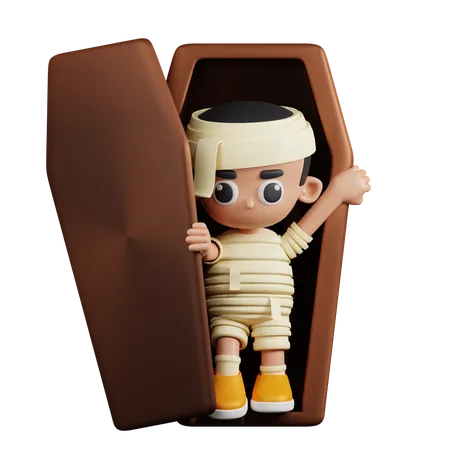 Mummy Out From A Coffin  3D Illustration