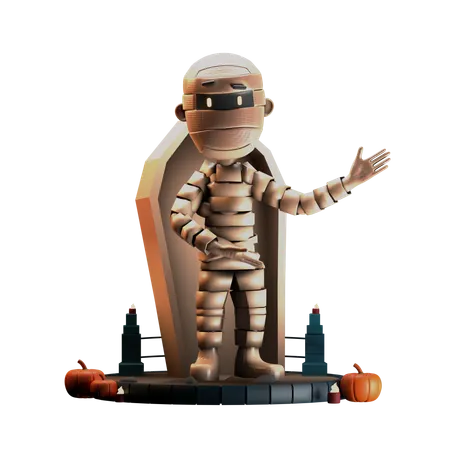 Mummy Pointed To Left  3D Illustration