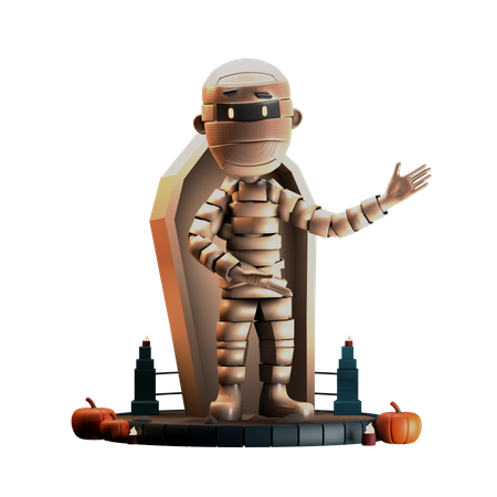 Mummy Pointed To Left  3D Illustration