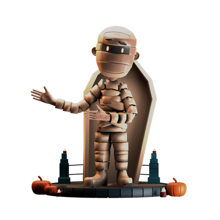Mummy Pointed To Right  3D Illustration