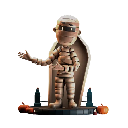 Mummy Pointed To Right  3D Illustration