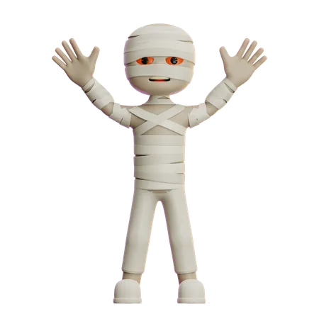 Mummy Standing With Open Hands  3D Illustration