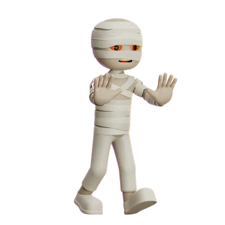 Mummy Walking And Showing Scary Hands  3D Illustration
