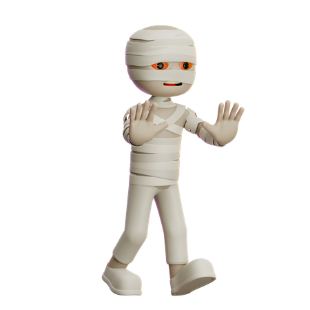 Mummy Walking And Showing Scary Hands  3D Illustration