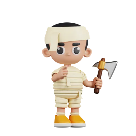 Mummy With A Sharp Axe  3D Illustration