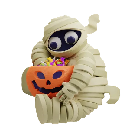 Mummy With Candies  3D Illustration