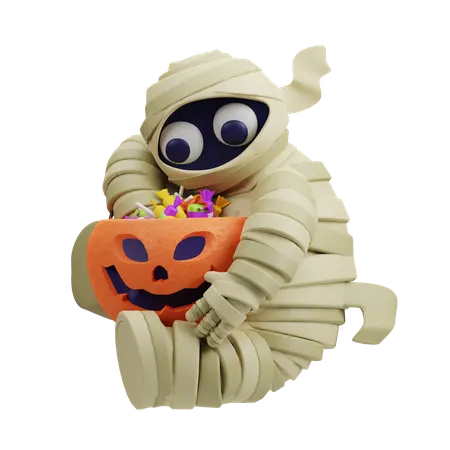 Mummy With Candies  3D Illustration