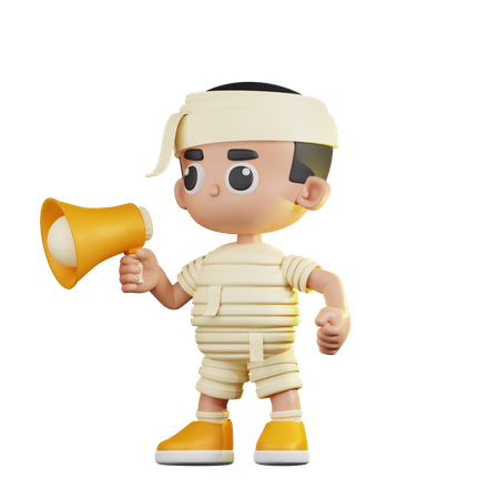 Mummy Yelling on a Speaker  3D Illustration