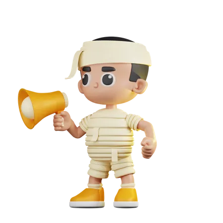 Mummy Yelling on a Speaker  3D Illustration