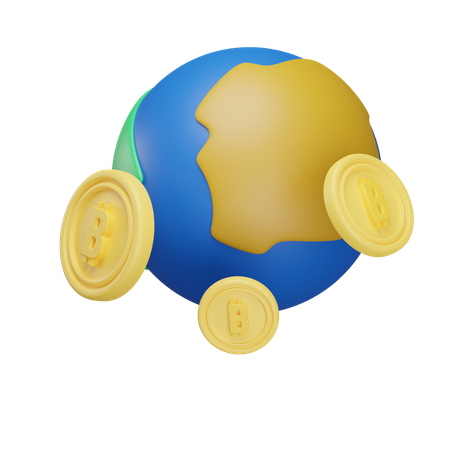 Bitcoin mundial  3D Icon