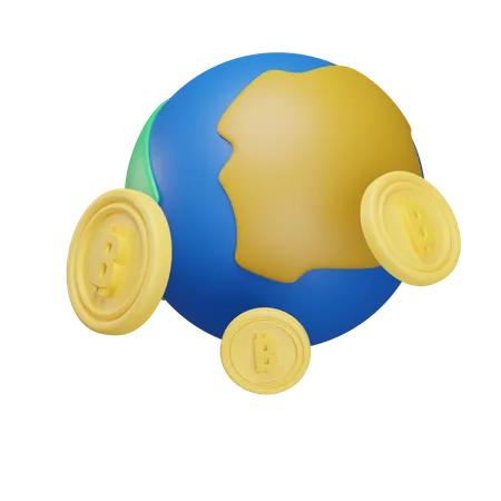 Bitcoin mundial  3D Icon