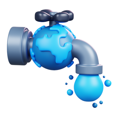 Mundo con grifo de agua  3D Icon